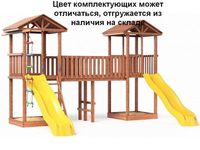 Детская игровая площадка Башня 6 с деревянной крышей