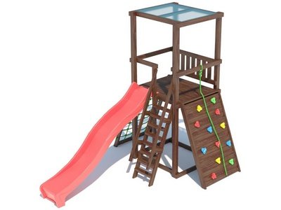 Детский игровой комплекс А1 с плоской прозрачной крышей