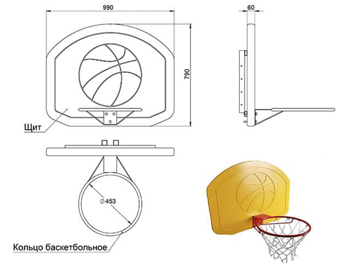 Кольцо баскетбольное на щите (щит из фанеры) Дополнительный модуль