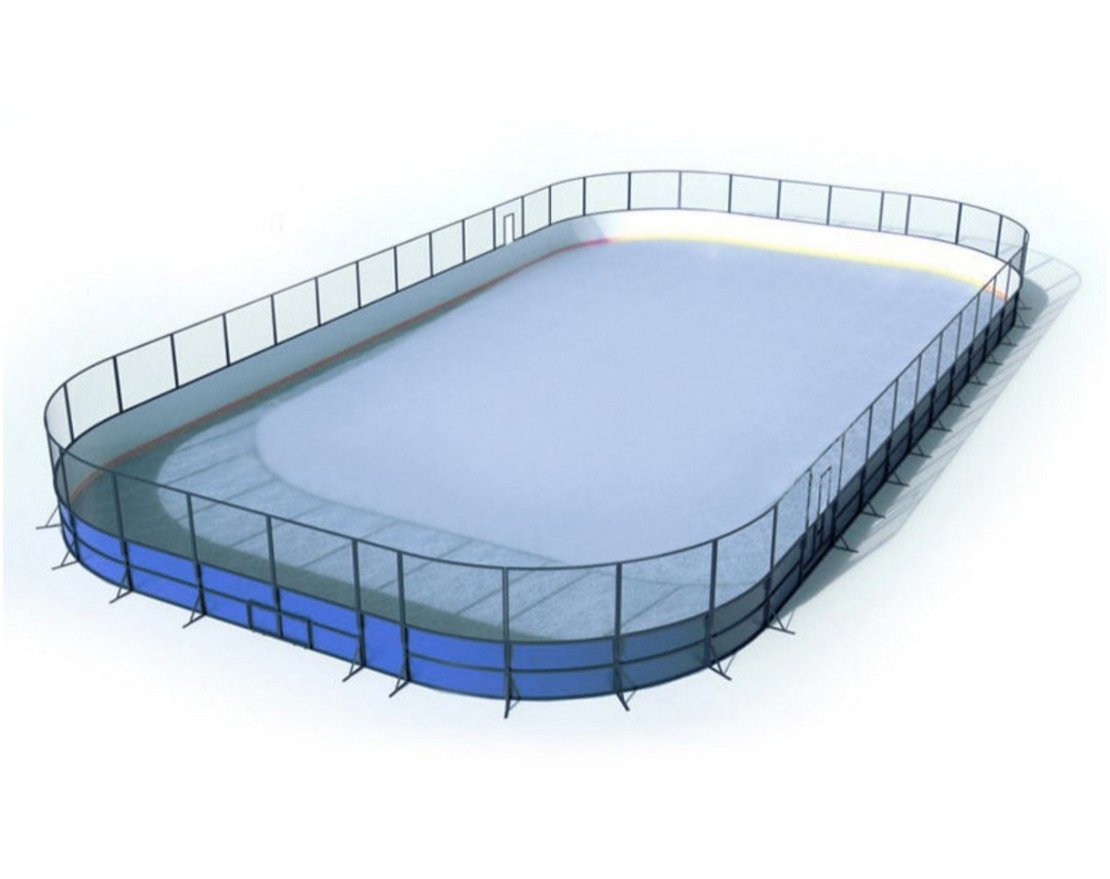 Хоккейная коробка стеклопластика толщиной 5 мм, ограждение по периметру (15х30 м)