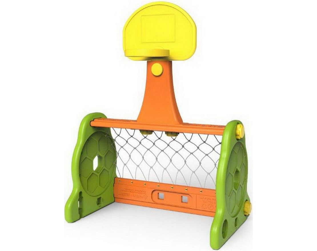 Пластиковые футбольные ворота с сеткой и с баскетбольным кольцом
